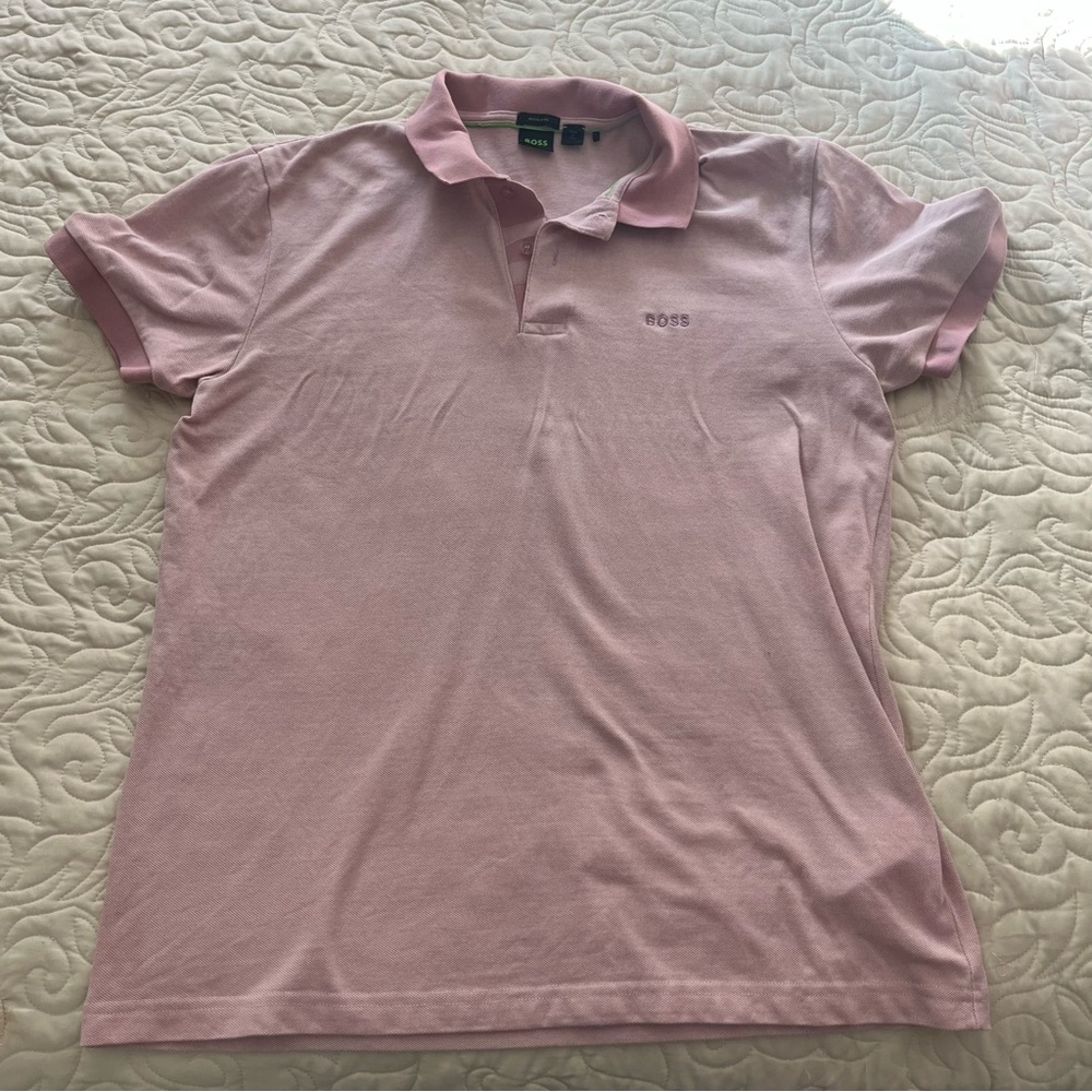 Hugo Boss Pink Polo Shirt Size Large